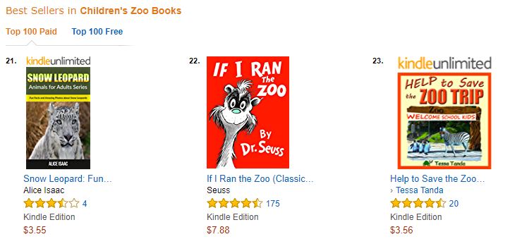 bestseller ranking next to dr seuss